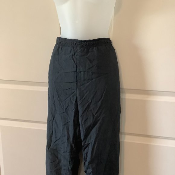 Vintage 80's Casual Club Women's Size Small Nylon Track Pants Black Zipper Ankle - Picture 2 of 10